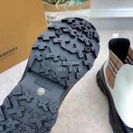 Burberry Autumn Winter Calf Thick Soles Chelsea Boots For Women White