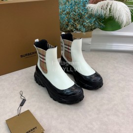 Burberry Autumn Winter Calf Thick Soles Chelsea Boots For Women White