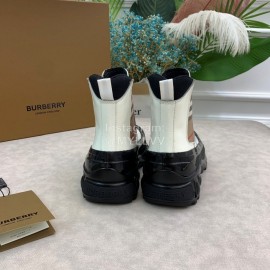 Burberry Autumn Winter Calf Thick Soles Chelsea Boots For Women White