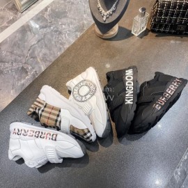 Burberry Autumn Winter Fashion Thick Soles Sneakers For Men And Women White