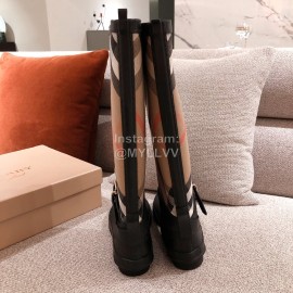Burberry Fashion Classic Plaid Leather Retro Boots For Women