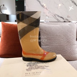 Burberry Fashion Classic Plaid Leather Retro Boots For Women Brown