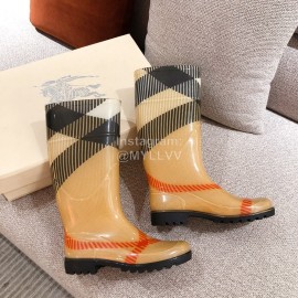 Burberry Fashion Classic Plaid Leather Retro Boots For Women Brown