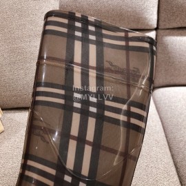 Burberry Fashion Classic Plaid Leather Retro Boots For Women Coffee