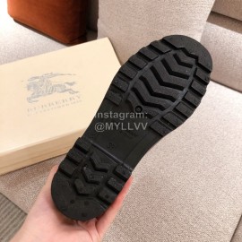 Burberry Fashion Classic Plaid Leather Retro Boots For Women Coffee