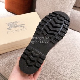 Burberry Fashion Classic Plaid Leather Retro Boots For Women Purple