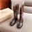 Burberry Fashion Classic Plaid Leather Retro Boots Coffee For Women