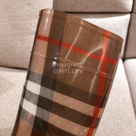 Burberry Fashion Classic Plaid Leather Retro Boots Coffee For Women