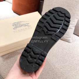 Burberry Fashion Classic Plaid Leather Retro Boots Coffee For Women