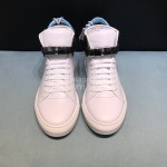 Buscemi Classic Calf Leather High Top Sneakers For Men White