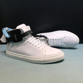Buscemi Classic Calf Leather High Top Sneakers For Men White