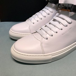 Buscemi Classic Calf Leather High Top Sneakers For Men White