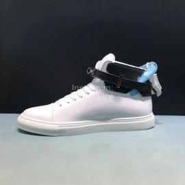 Buscemi Classic Calf Leather High Top Sneakers For Men White