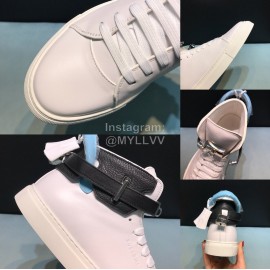 Buscemi Classic Calf Leather High Top Sneakers For Men White