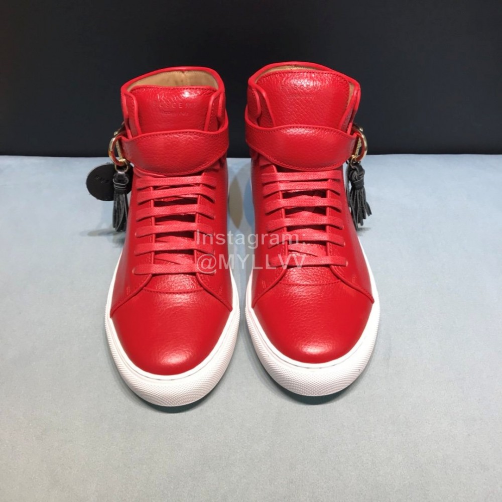 Buscemi Classic Calf Leather High Top Sneakers For Men Red