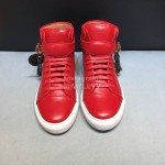 Buscemi Classic Calf Leather High Top Sneakers For Men Red