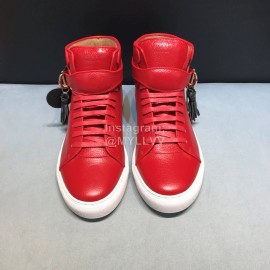 Buscemi Classic Calf Leather High Top Sneakers For Men Red