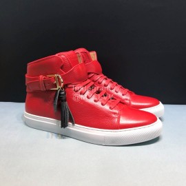 Buscemi Classic Calf Leather High Top Sneakers For Men Red