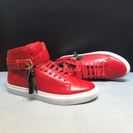 Buscemi Classic Calf Leather High Top Sneakers For Men Red