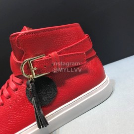 Buscemi Classic Calf Leather High Top Sneakers For Men Red