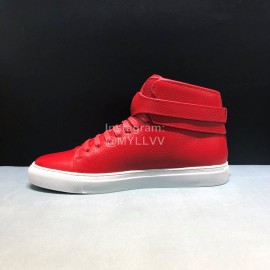 Buscemi Classic Calf Leather High Top Sneakers For Men Red