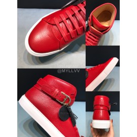 Buscemi Classic Calf Leather High Top Sneakers For Men Red