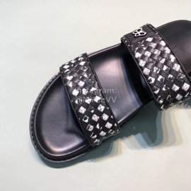 Bottega Veneta Black Woven Cowhide Slippers For Men