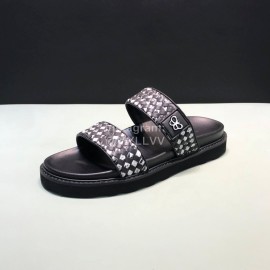 Bottega Veneta Black Woven Cowhide Slippers For Men