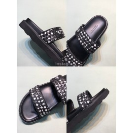 Bottega Veneta Black Woven Cowhide Slippers For Men