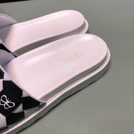 Bottega Veneta Light Plaid Calf Leather Slippers For Men White