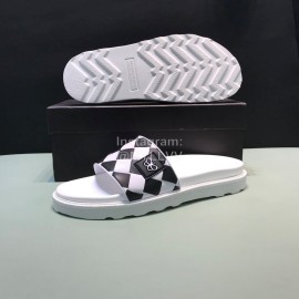 Bottega Veneta Light Plaid Calf Leather Slippers For Men White