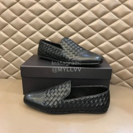 Bottega Veneta Black Woven Calf Leather Shoes For Men 