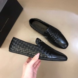 Bottega Veneta Black Woven Calf Leather Shoes For Men 