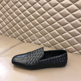 Bottega Veneta Black Woven Calf Leather Shoes For Men 