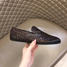 Bottega Veneta Coffee Woven Calf Leather Shoes For Men 