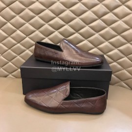 Bottega Veneta Embossed Calf Leather Shoes For Men Coffee