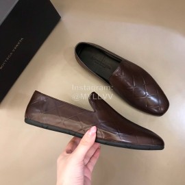 Bottega Veneta Embossed Calf Leather Shoes For Men Coffee
