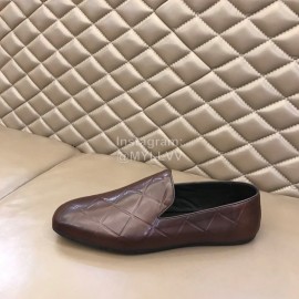 Bottega Veneta Embossed Calf Leather Shoes For Men Coffee