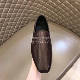 Bottega Veneta Embossed Calf Leather Shoes For Men Coffee