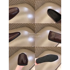 Bottega Veneta Embossed Calf Leather Shoes For Men Coffee