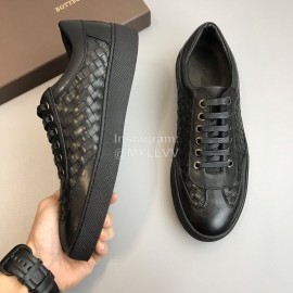 Bottega Veneta Woven Calf Leather Casual Shoes For Men Black