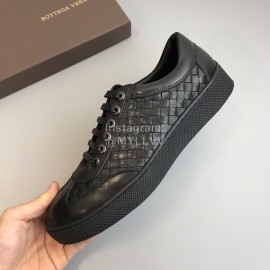 Bottega Veneta Woven Calf Leather Casual Shoes For Men Black