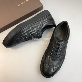 Bottega Veneta Woven Calf Leather Casual Shoes For Men Black