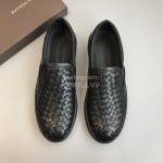Bottega Veneta Black Woven Calf Leather Casual Shoes For Men 