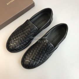 Bottega Veneta Black Woven Calf Leather Casual Shoes For Men 