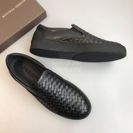 Bottega Veneta Black Woven Calf Leather Casual Shoes For Men 