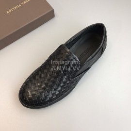 Bottega Veneta Black Woven Calf Leather Casual Shoes For Men 