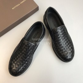 Bottega Veneta Black Woven Calf Leather Casual Shoes For Men 