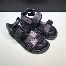 Bottega Veneta Black Leather Webbing Sandals For Men 