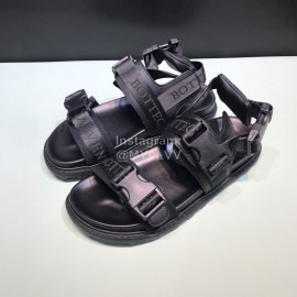 Bottega Veneta Black Leather Webbing Sandals For Men 